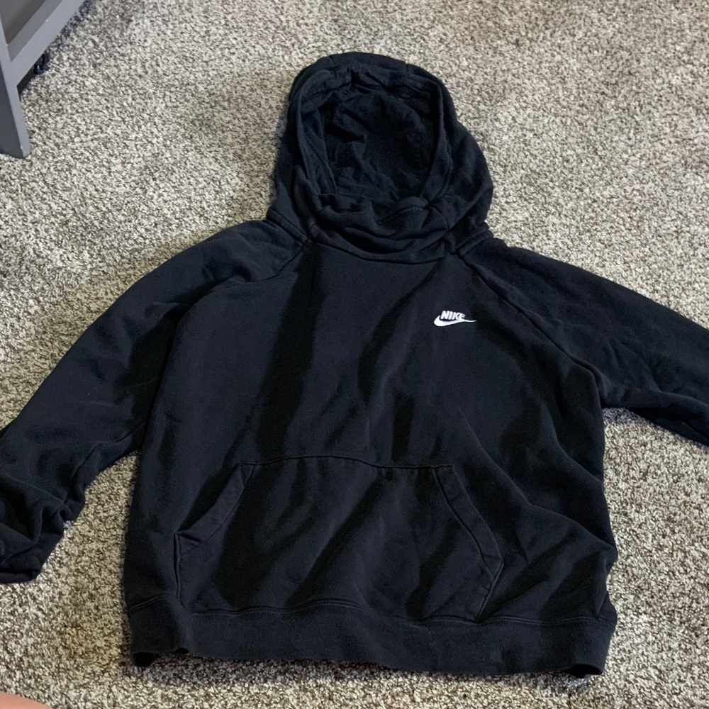 Nike Black Hoodie with White Swoosh Chest Logo